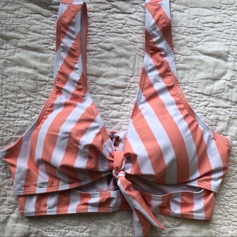 Swimsuit Top Bra Medium Orange Striped NWOT!